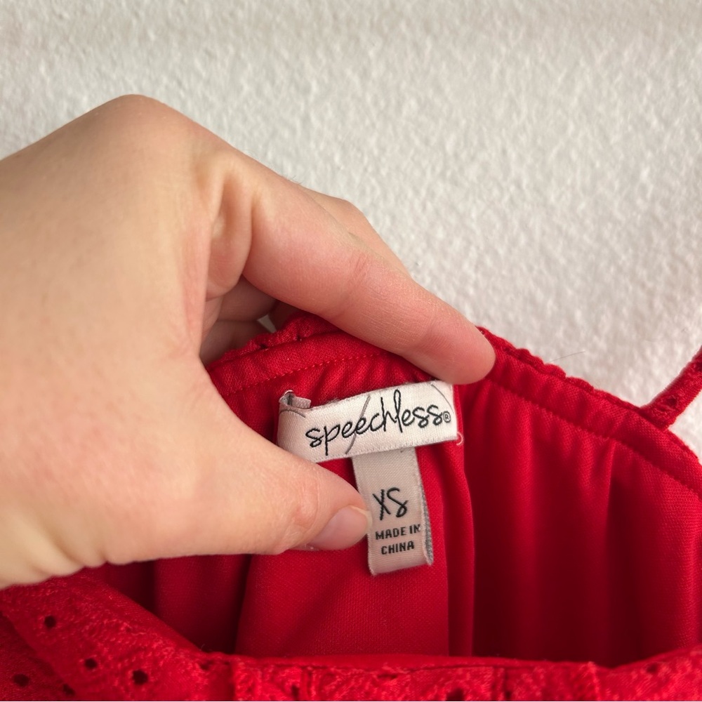 Speechless Red Mini Dress with Button Detail - Picture 4 of 4